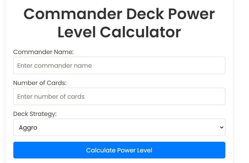 Commander Deck Power Level Calculator