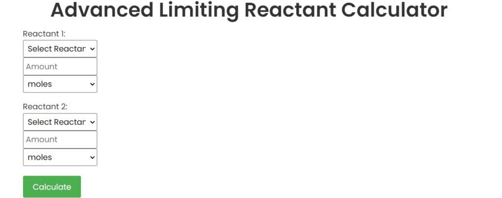 Limiting Reactant Calculator 1 Limiting Reactant Calculator