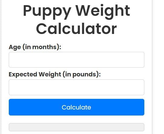 Puppy Weight Estimator Calculator | Toolsed