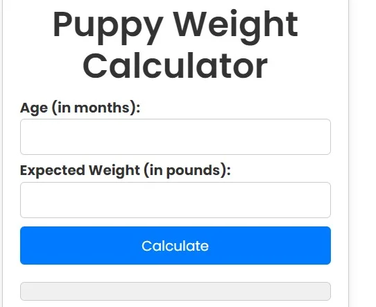 Puppy Weight Estimator Calculator