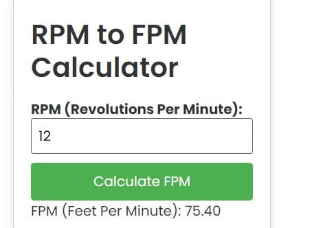 RPM to FPM Conversion