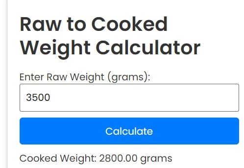 Raw to Cooked Weight Calculator