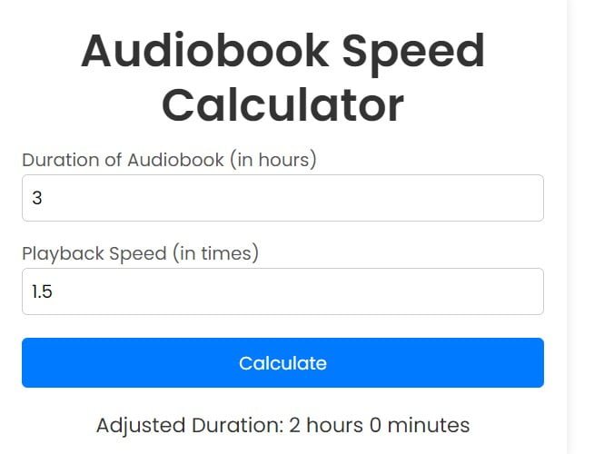 Audiobook Speed Calculator