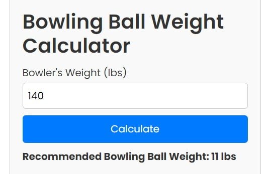 Bowling Ball Weight Chart