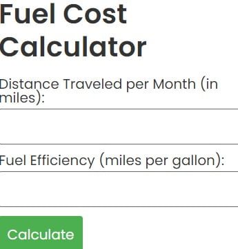 Calculate Fuel Cost Per Month