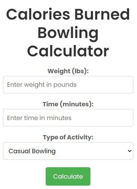 Calories Burned in Bowling