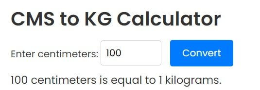 Cms to Kg Calculator