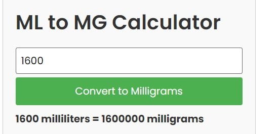 Conversion ml to mg