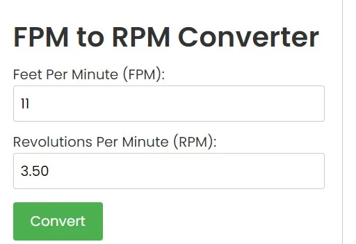 Feet Per Minute to Rpm Calculator