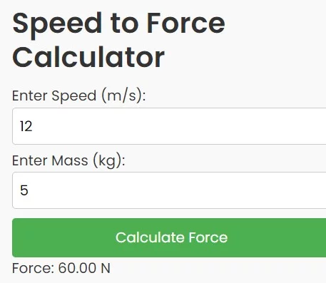 Force of Speed Calculator