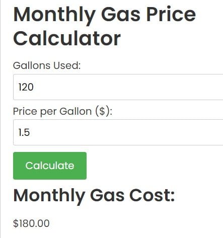 Monthly Gas Price Calculator