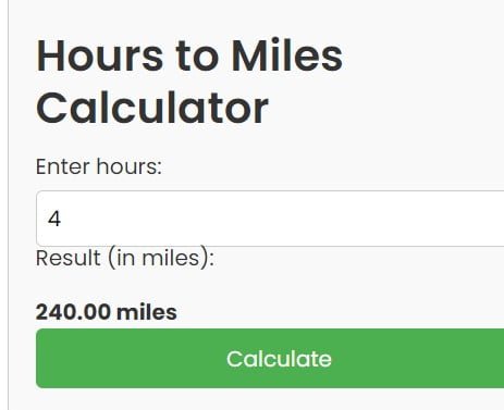 Hours to Miles Calculator