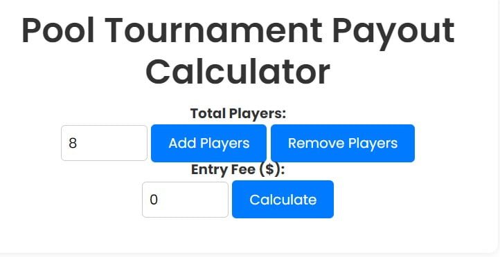 Pool Tournament Payout Calculator