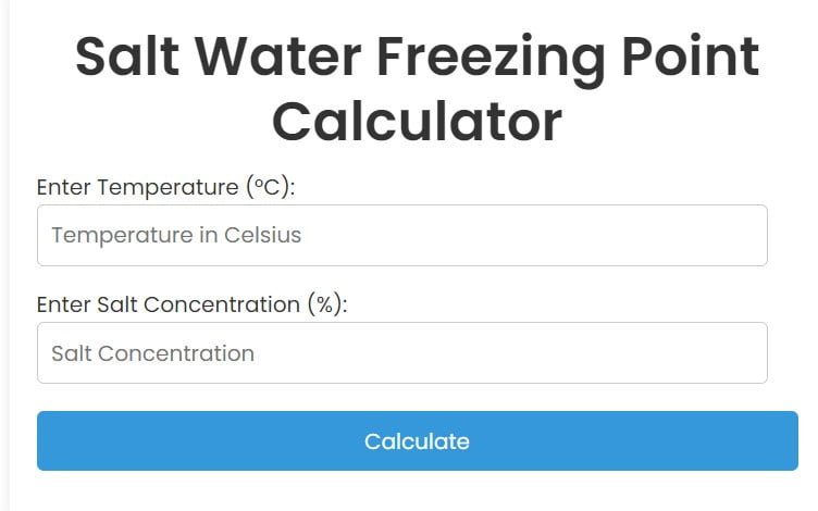 Salt Water Freezing Point Calculator | Toolsed