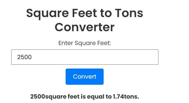 Sf to Tons Calculator