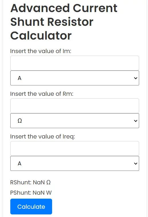 Shunt Resistance Calculator