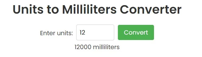 Units to Milliliters Calculator