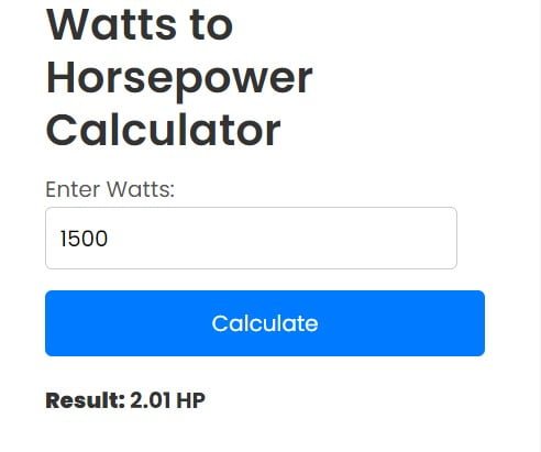 Whp to Hp Calculator