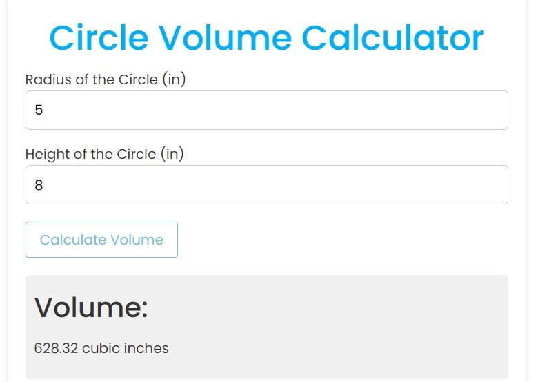 Circle Volume Calculator