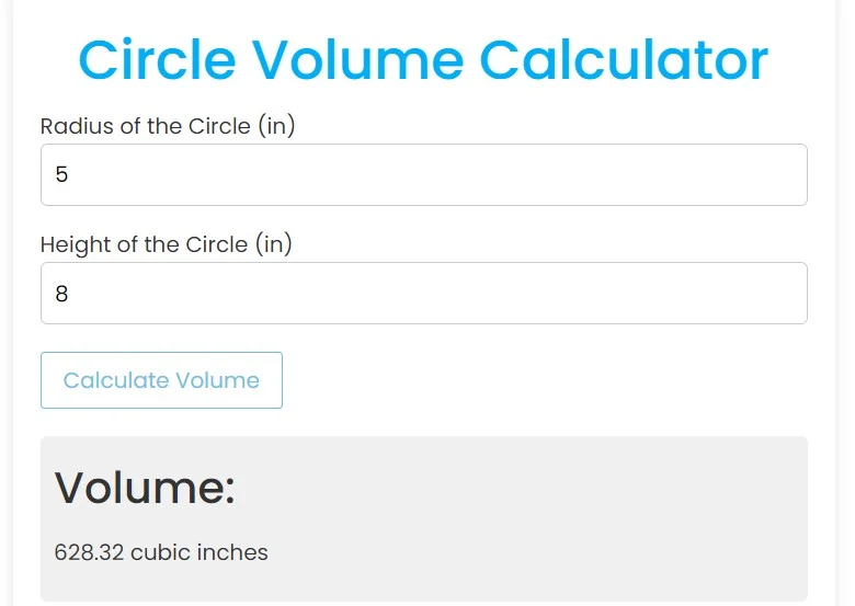 Circle Volume Calculator