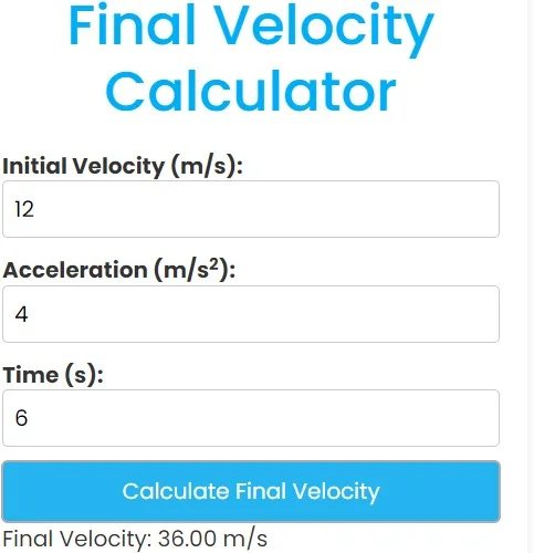 Final Velocity Calculator