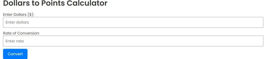 Dollars to Points Calculator