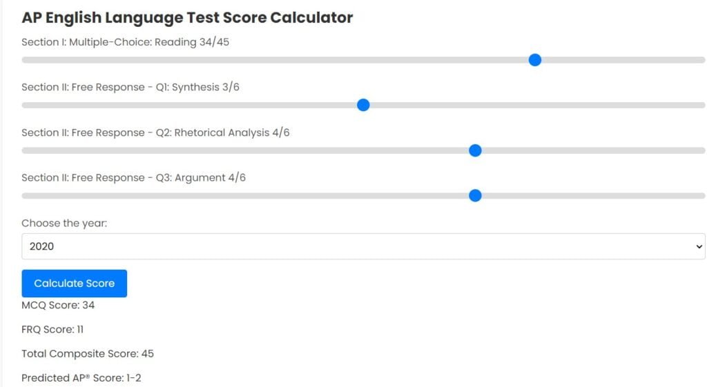 ap lang score calculator