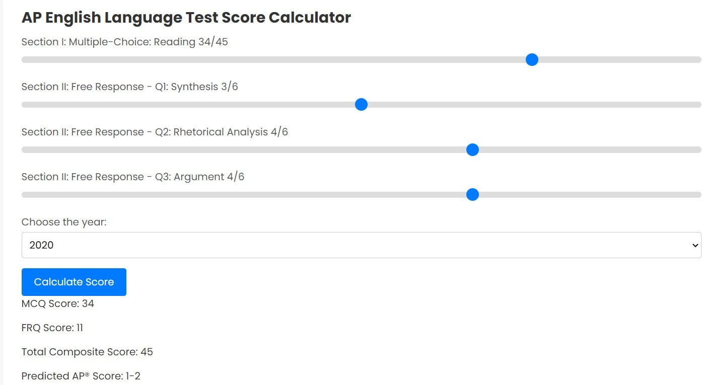 Ap Lang Score Calculator Toolsed