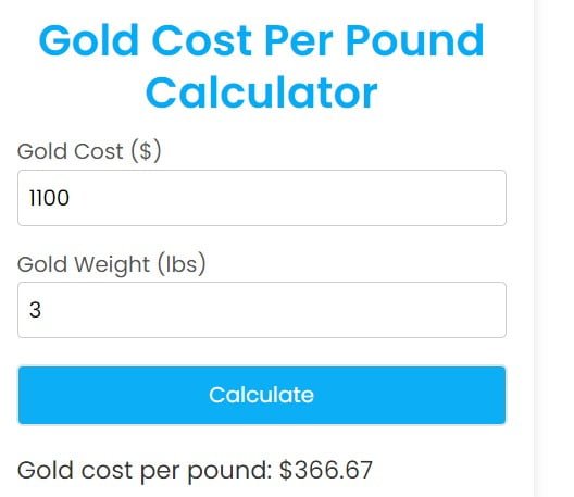 Gold Cost Per Pound Calculator