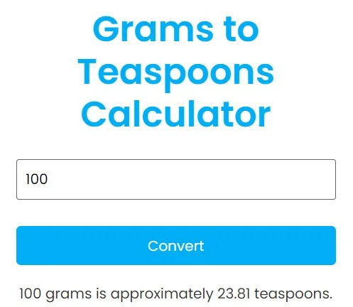 Grams to a Teaspoon Calculator
