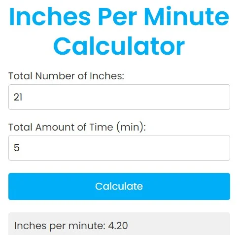 Inches Per Minute Calculator