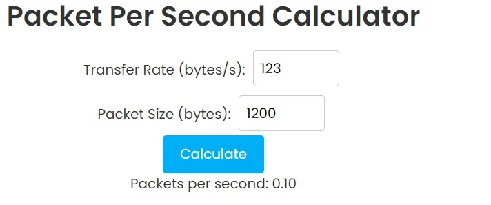 Packet Per Second Calculator